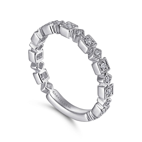 14K White Gold Geometric Diamond Stackable Ring - 0.12 ct - Shot 3