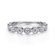 14K White Gold Geometric Diamond Stackable Ring