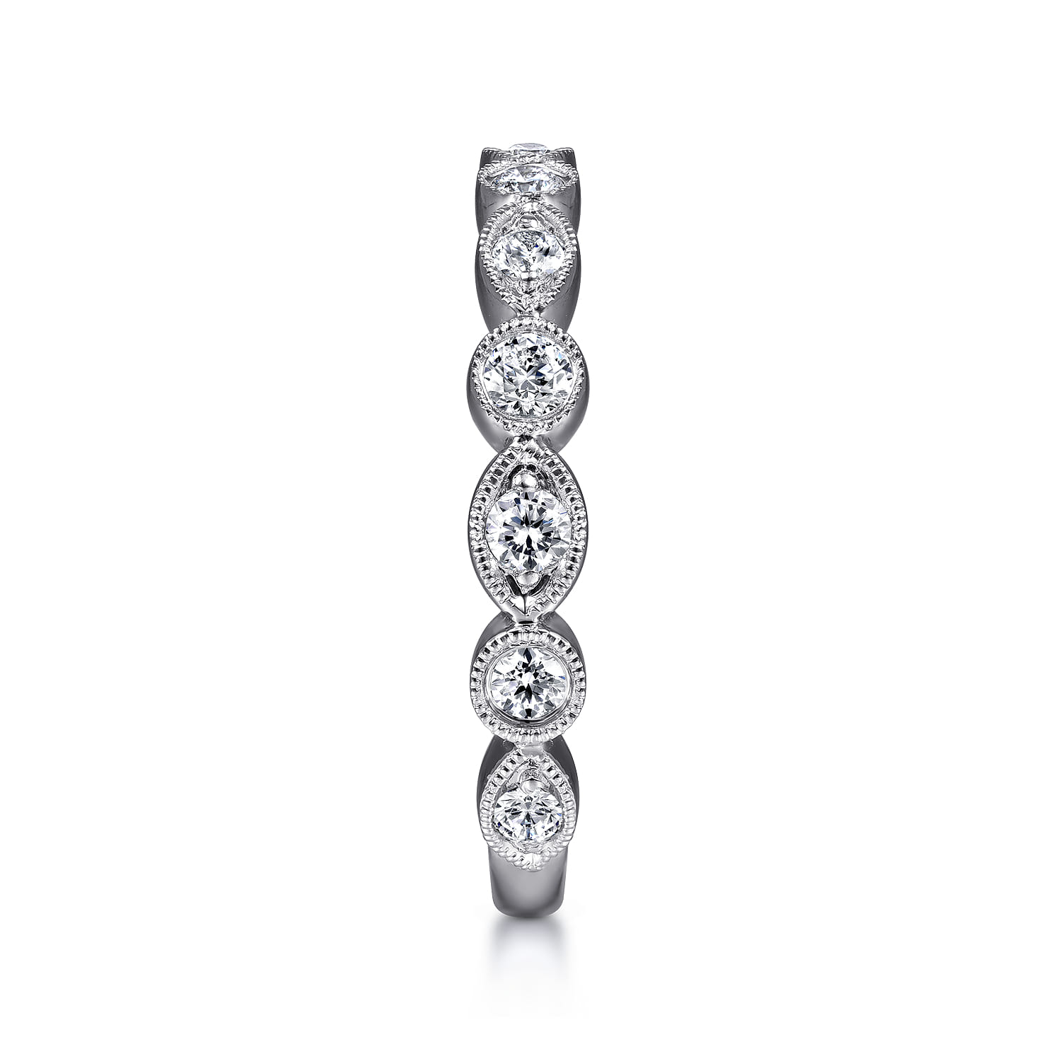 14K White Gold Geometric Diamond Stackable Ring - 0.5 ct - Shot 4