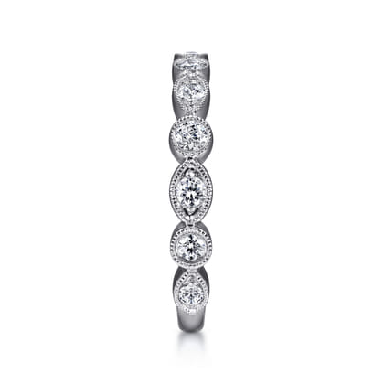 14K White Gold Geometric Diamond Stackable Ring