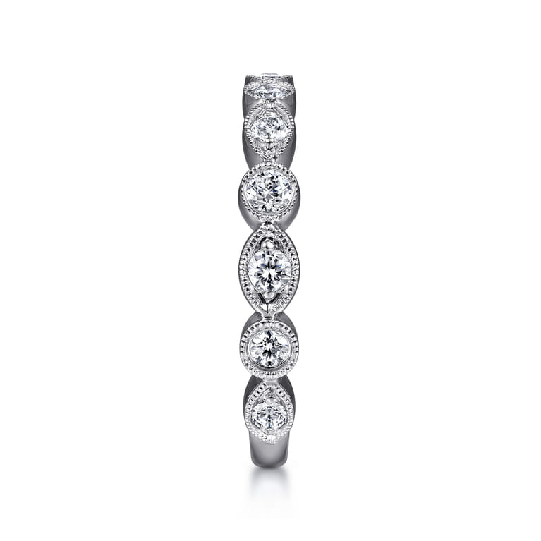 14K White Gold Geometric Diamond Stackable Ring - 0.5 ct - Shot 4