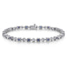 14K White Gold Geometric Diamond and Sapphire Tennis Bracelet - 0.3 ct
