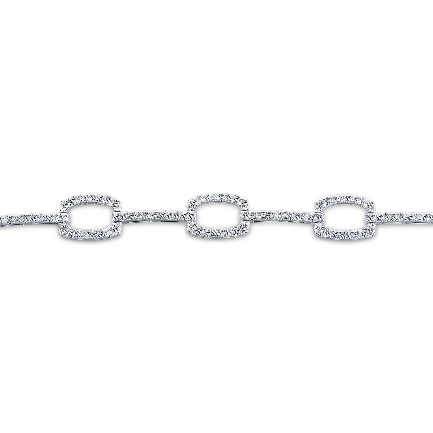 14K White Gold Geometric Link Diamond Tennis Bracelet - 1.4 ct - Shot 2