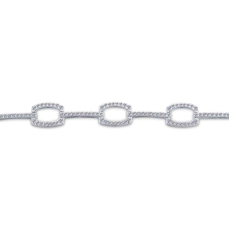 14K White Gold Geometric Link Diamond Tennis Bracelet - 1.4 ct - Shot 2