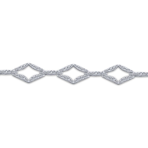 14K White Gold Geometric Link Diamond Tennis Bracelet - 1.5 ct - Shot 2