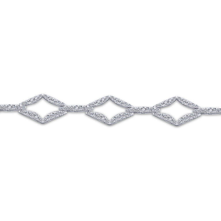 14K White Gold Geometric Link Diamond Tennis Bracelet - 1.5 ct - Shot 2