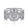 14K White Gold Geometric Open Diamond Ring - 0.8 ct
