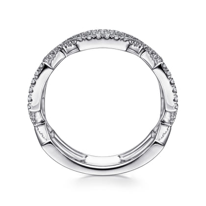 14K White Gold Geometric Open Diamond Ring