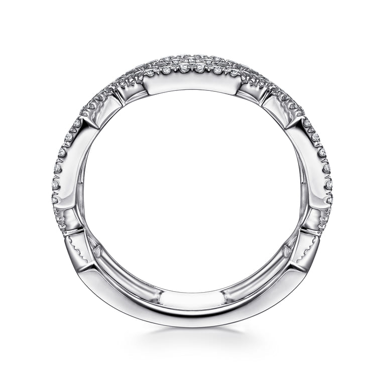 14K White Gold Geometric Open Diamond Ring - 0.8 ct - Shot 2