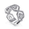 14K White Gold Geometric Open Diamond Ring - 0.8 ct