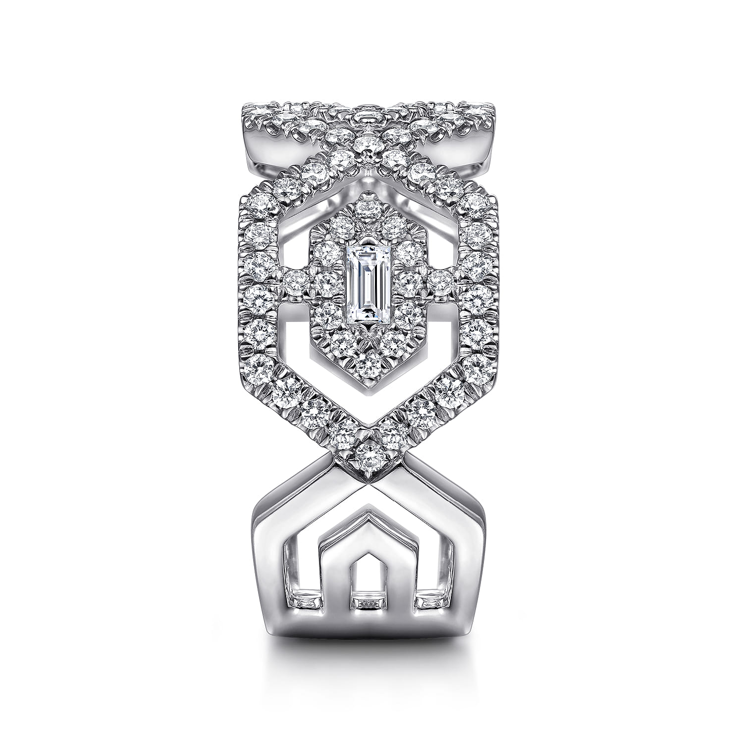 14K White Gold Geometric Open Diamond Ring - 0.8 ct - Shot 4