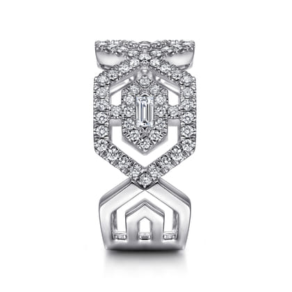 14K White Gold Geometric Open Diamond Ring