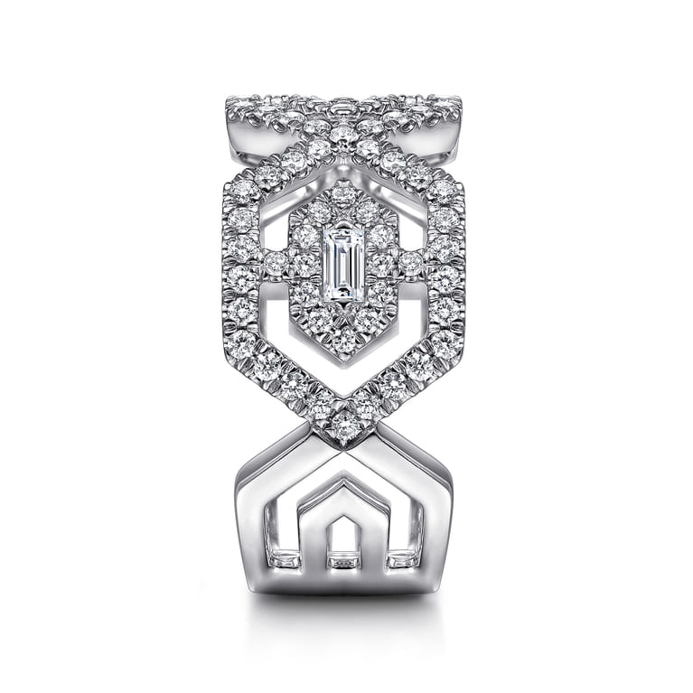 14K White Gold Geometric Open Diamond Ring - 0.8 ct - Shot 4