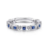 14K White Gold Geometric Sapphire and Diamond Stackable Ring - 0.07 ct