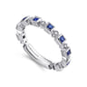 14K White Gold Geometric Sapphire and Diamond Stackable Ring - 0.07 ct