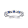 14K White Gold Geometric Sapphire and Diamond Stackable Ring - 0.07 ct