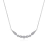 14K White Gold Geometric Shape Curved Bar Diamond Necklace - 0.5 ct