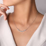 14K White Gold Geometric Shape Curved Bar Diamond Necklace - 0.5 ct