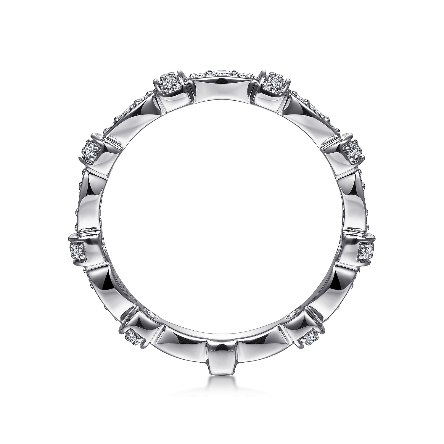 14K White Gold Geometric Stackable Diamond Ring - 0.25 ct - Shot 2