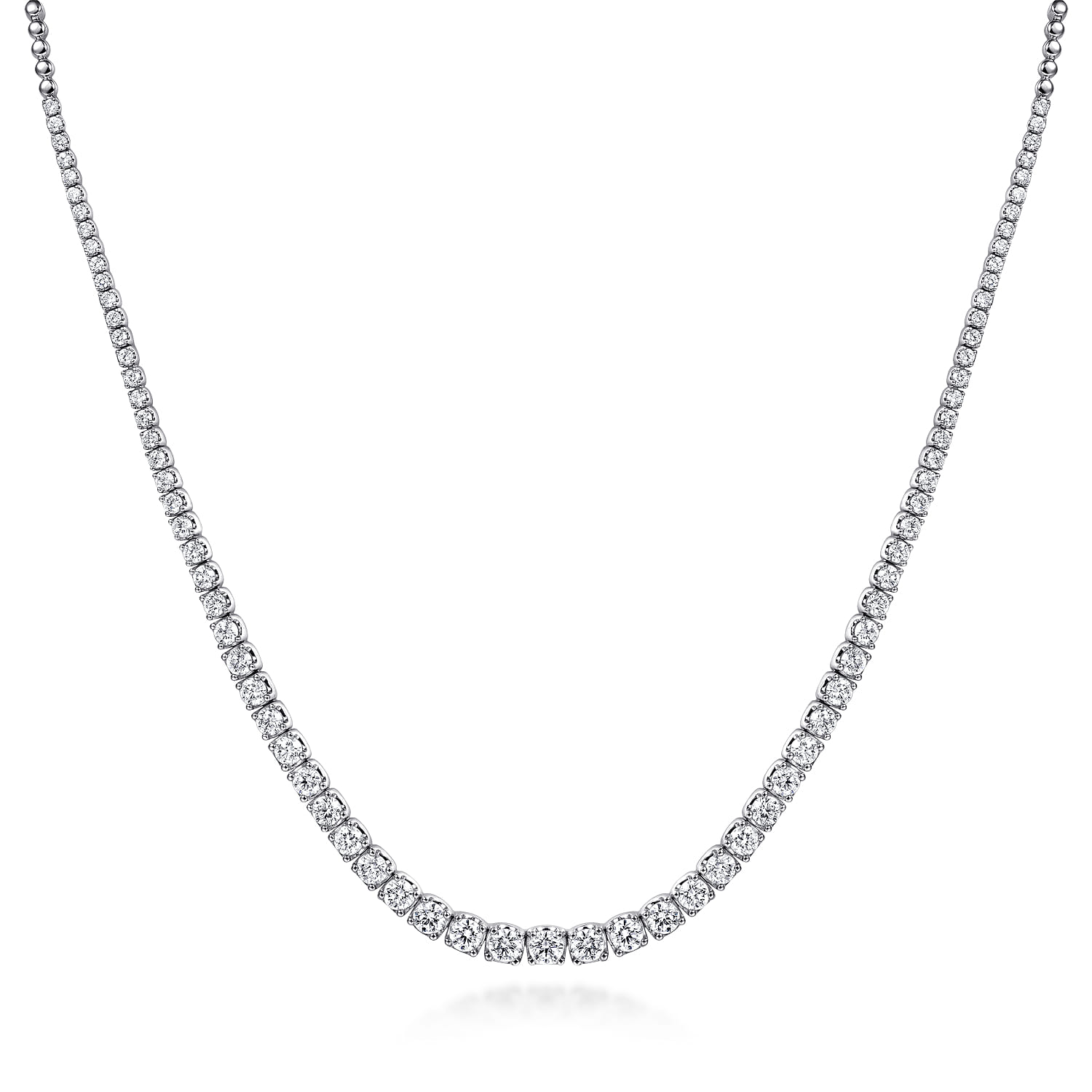 14K White Gold Graduated Diamond Necklace - 3 ct - Shot 1