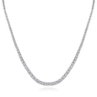 14K White Gold Graduated Diamond Necklace