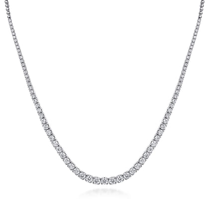 14K White Gold Graduated Diamond Necklace
