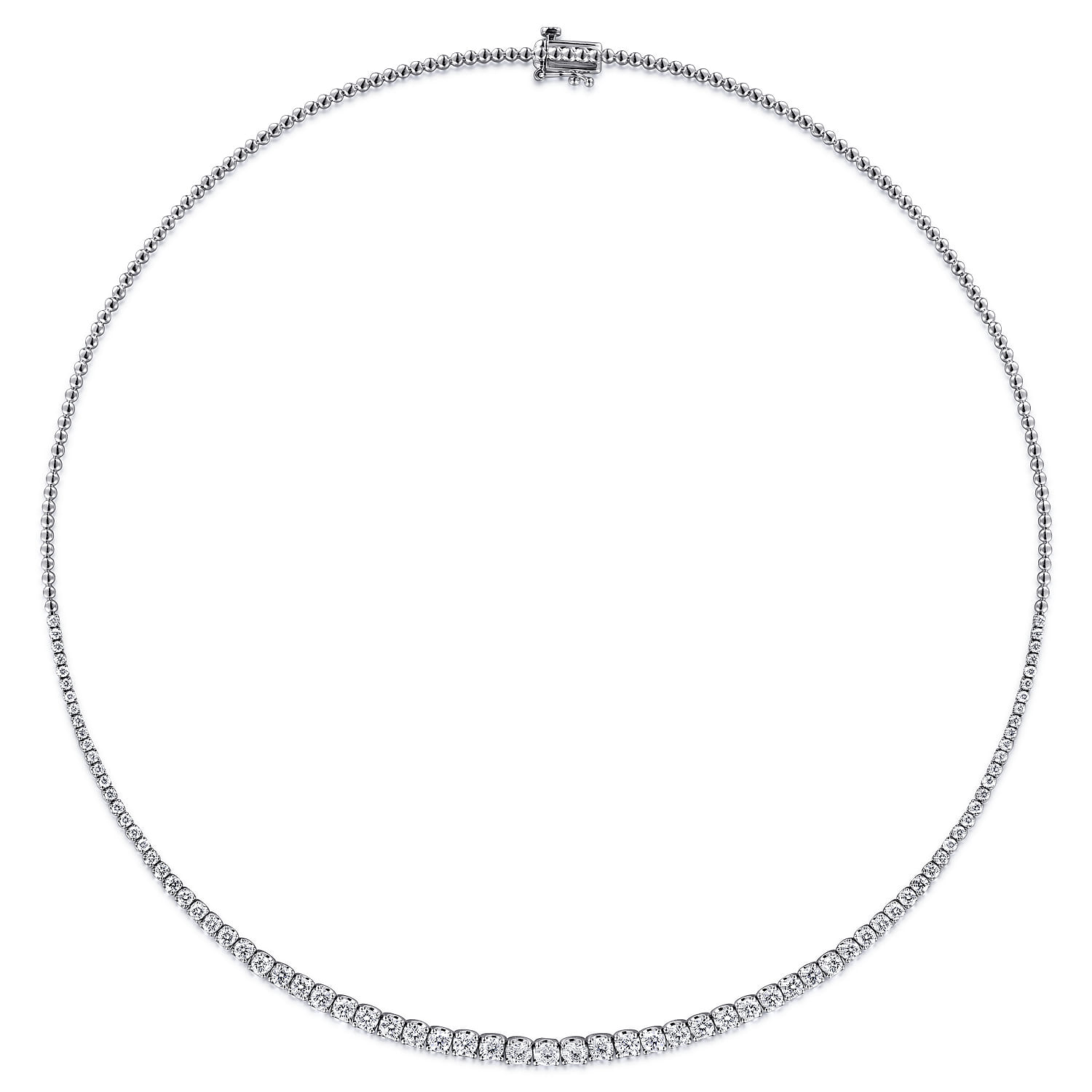 14K White Gold Graduated Diamond Necklace - 3 ct - Shot 2