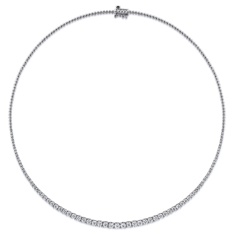 14K White Gold Graduated Diamond Necklace - 3 ct - Shot 2