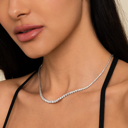 14K White Gold Graduated Diamond Necklace