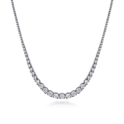 14K White Gold Graduated Diamond Necklace