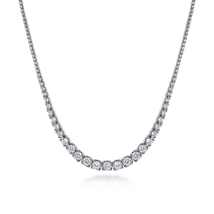 14K White Gold Graduated Diamond Necklace