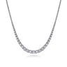 14K White Gold Graduated Diamond Necklace - 4.9 ct