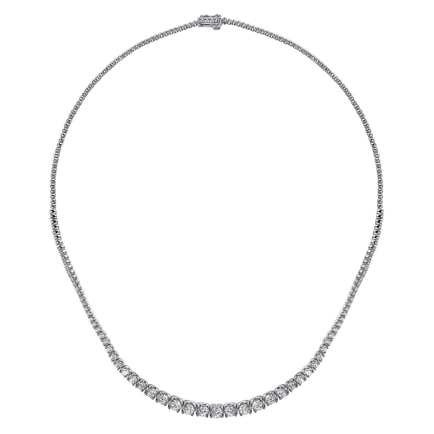 14K White Gold Graduated Diamond Necklace - 4.9 ct - Shot 2