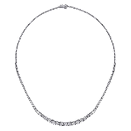 14K White Gold Graduated Diamond Necklace