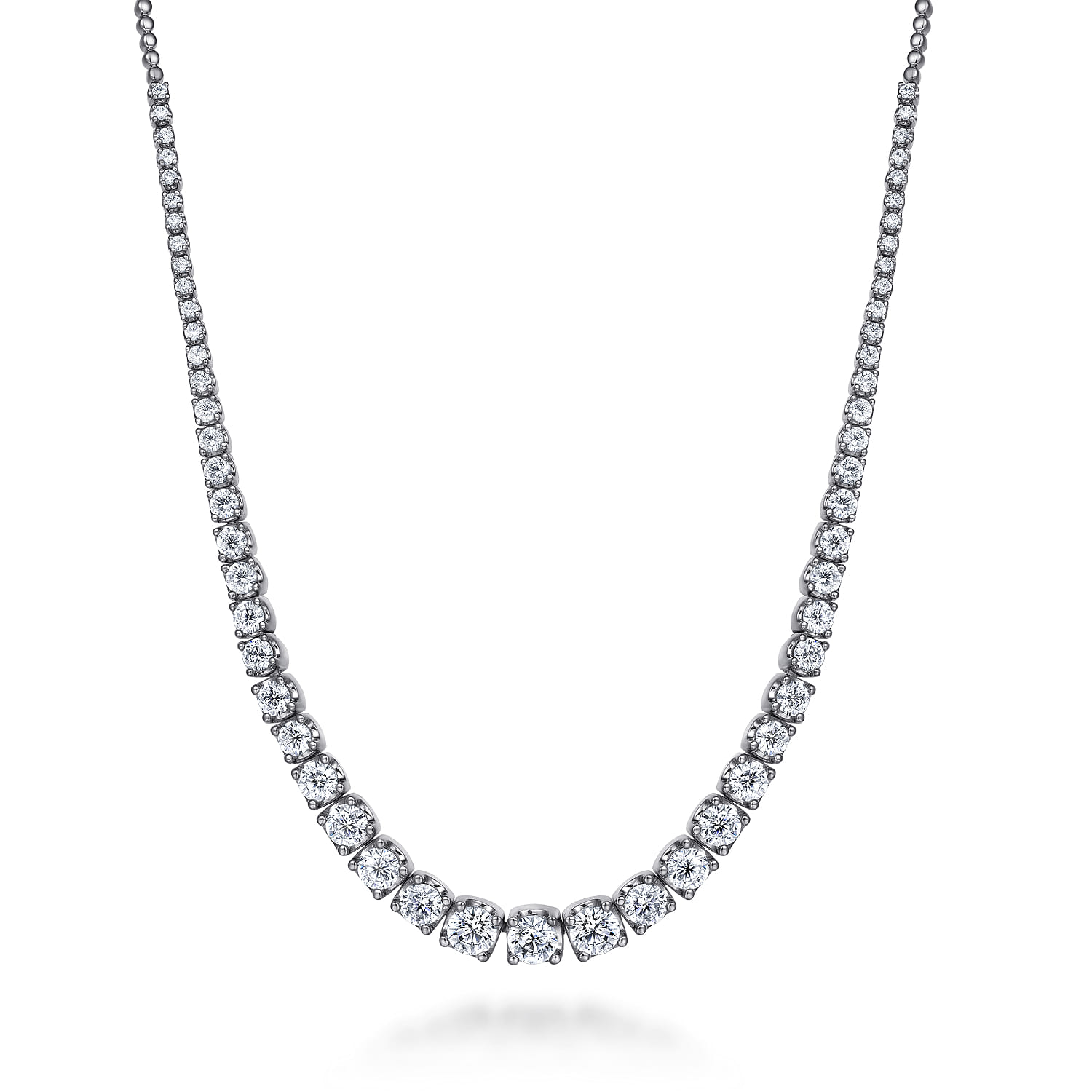 14K White Gold Graduated Diamond Necklace - 7 ct - Shot 1