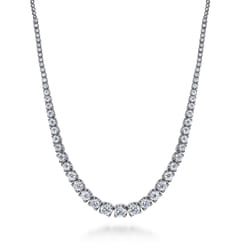 14K White Gold Graduated Diamond Necklace