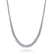 14K White Gold Graduated Diamond Necklace