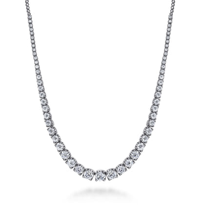 14K White Gold Graduated Diamond Necklace