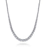 14K White Gold Graduated Diamond Necklace - 7 ct