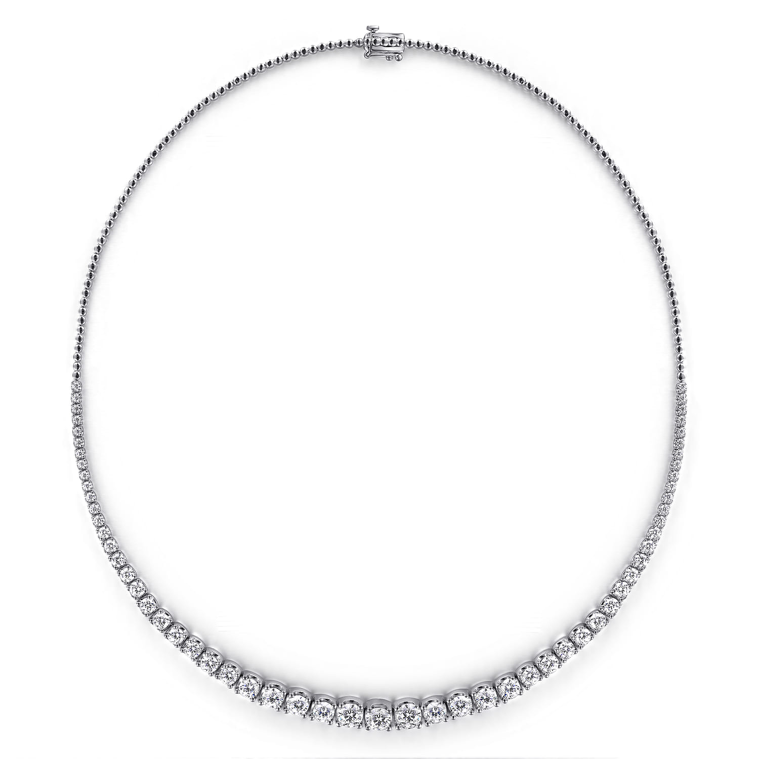 14K White Gold Graduated Diamond Necklace - 7 ct - Shot 2