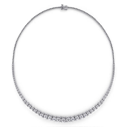 14K White Gold Graduated Diamond Necklace