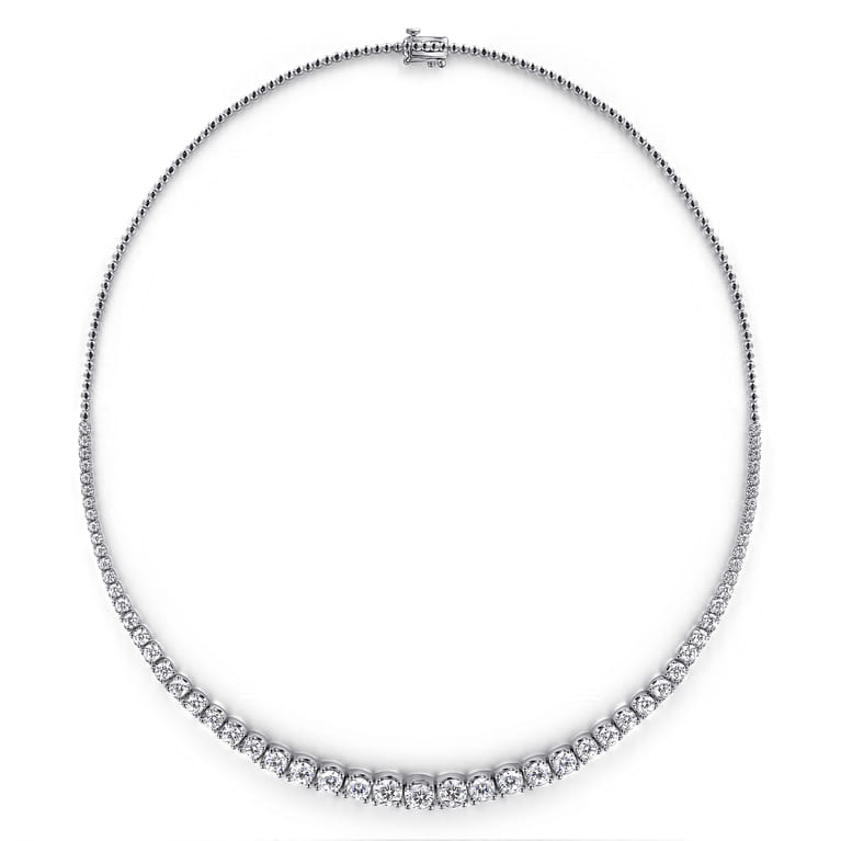14K White Gold Graduated Diamond Necklace - 7 ct - Shot 2