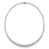 14K White Gold Graduated Diamond Necklace - 7 ct