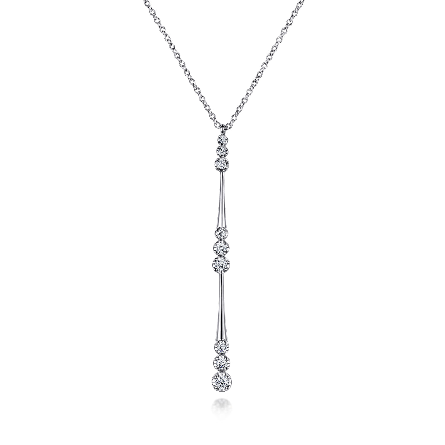 14K White Gold Graduated Diamond Station Drop Y Necklace - 0.35 ct - Shot 1