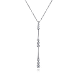14K White Gold Graduated Diamond Station Drop Y Necklace
