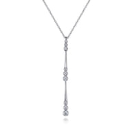 14K White Gold Graduated Diamond Station Drop Y Necklace