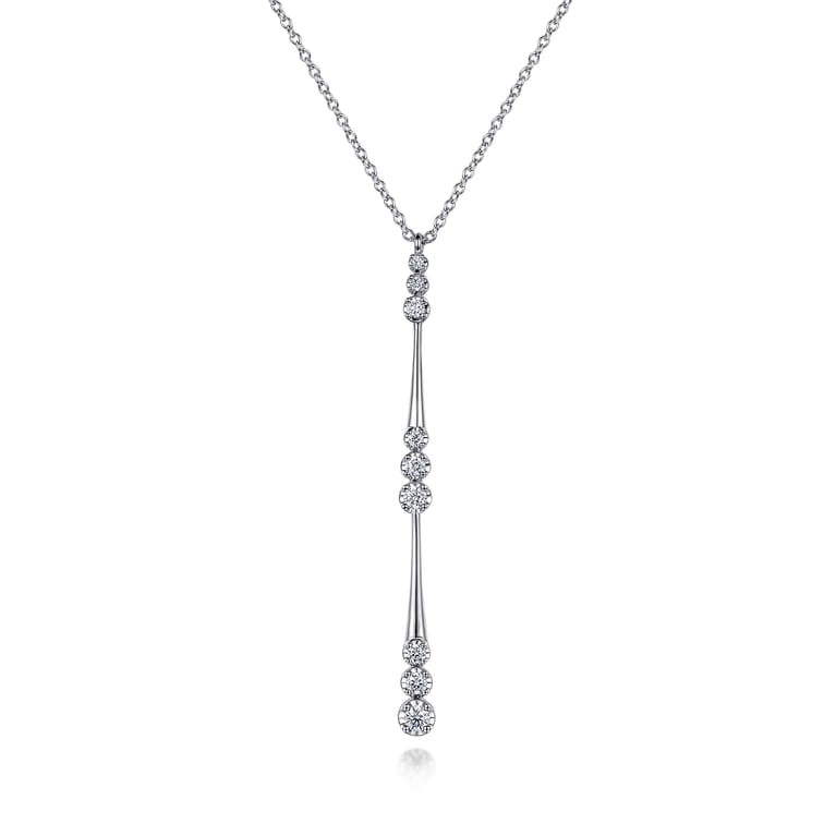 14K White Gold Graduated Diamond Station Drop Y Necklace - 0.35 ct - Shot 1