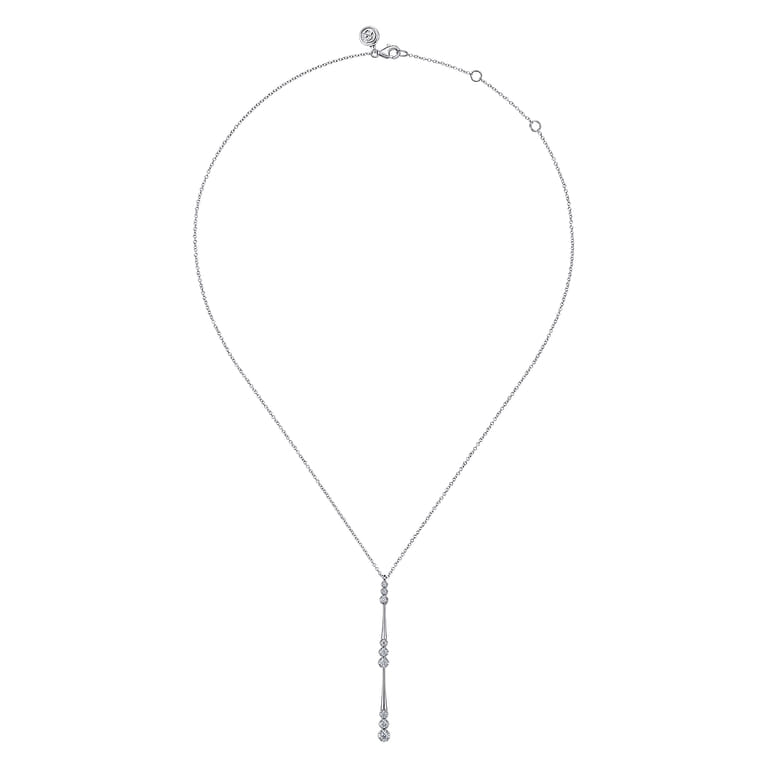 14K White Gold Graduated Diamond Station Drop Y Necklace - 0.35 ct - Shot 2