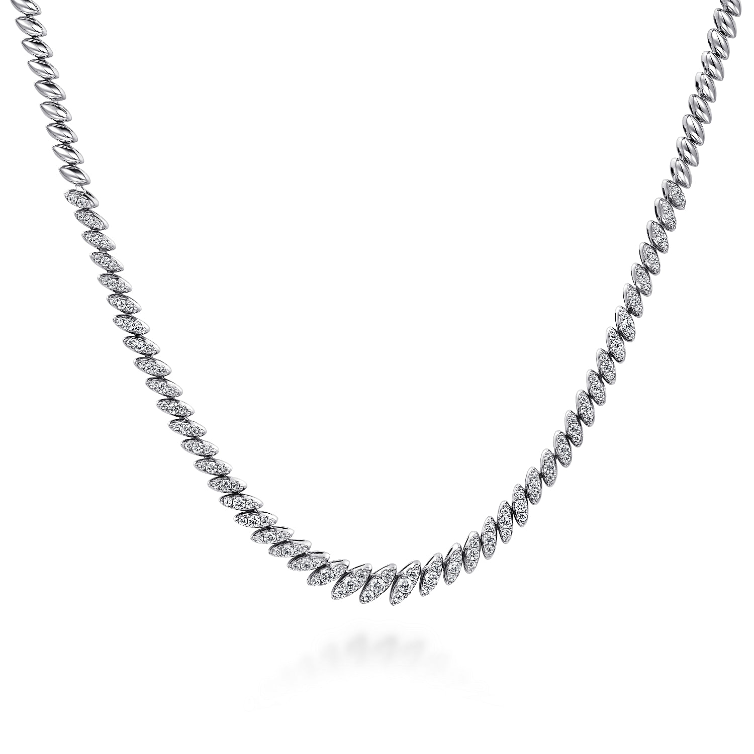 14K White Gold Graduated Diamond Tennis Necklace