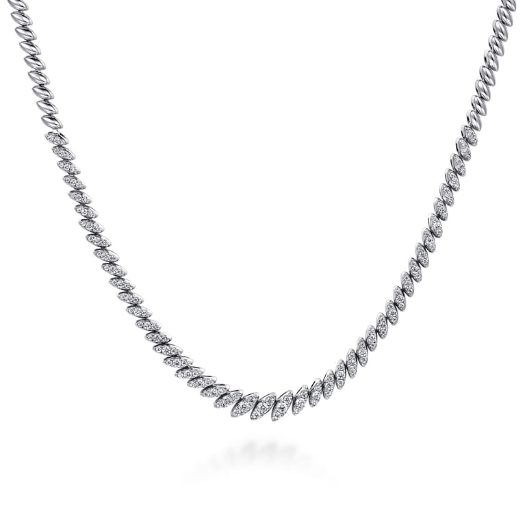 14K White Gold Graduated Diamond Tennis Necklace - 1.5 ct - Shot 1
